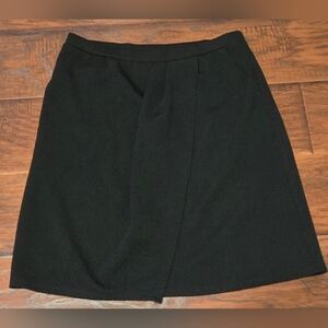 New Direction Black Textured Fabric  Faux Wrap Pockets Skirt M